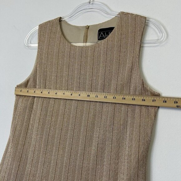 Alex Evenings Gold Metallic Gown Maxi Dress Womens Size 8 Formal Mature - Picture 6 of 12